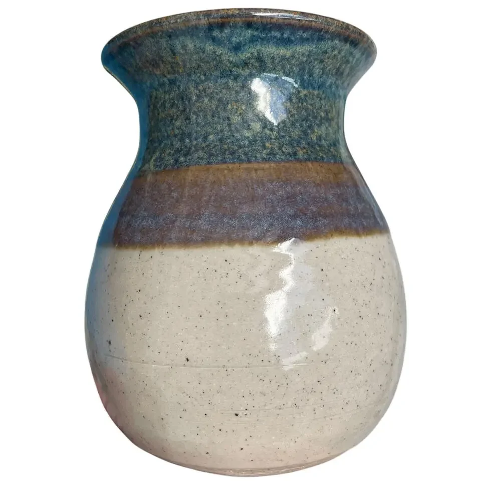 Mack Chrisco Pottery Vase Artisan Vintage 1980s Signed Earthenware Art